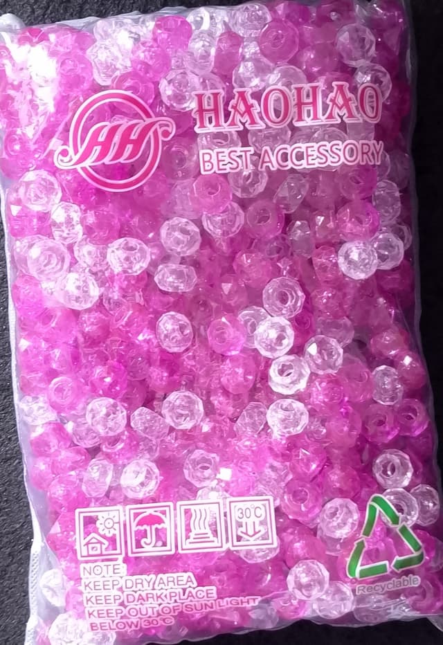 Pink and White Crystal Beads (10pcs)